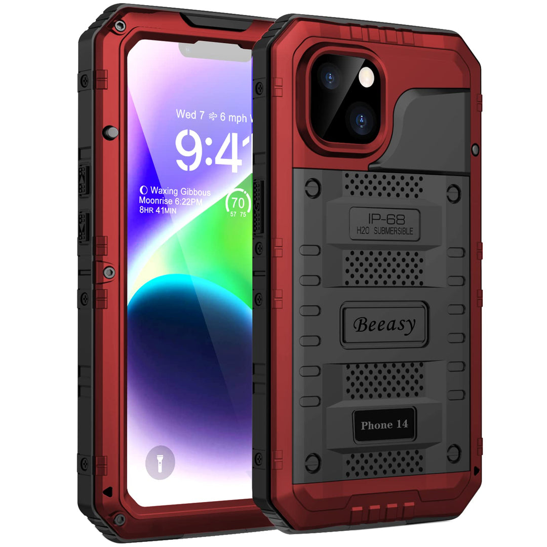 Beeasy für iPhone 14 Wasserdicht Outdoor Hülle (6,1"), Stossfest Panzerhülle Militär 360 Grad Schutz