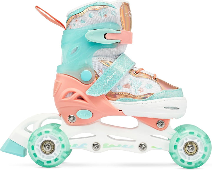 RAVEN 3in1 Inline Skates Triskates Rollschuhe Inliner für Kinder Mädchen verstellbar 30-33 (18,5cm-2