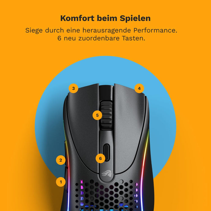 GLORIOUS Gaming Model D 2 Wireless Gaming Mouse - superleicht 66g, bis zu 210h Batterie, 26K Opt. Se
