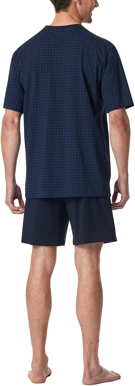 Schiesser Herren Schlafanzug Kurz V-Ausschnitt - Nightwear Set Pyjamaset (1er Pack) 48 Nachtblau_182