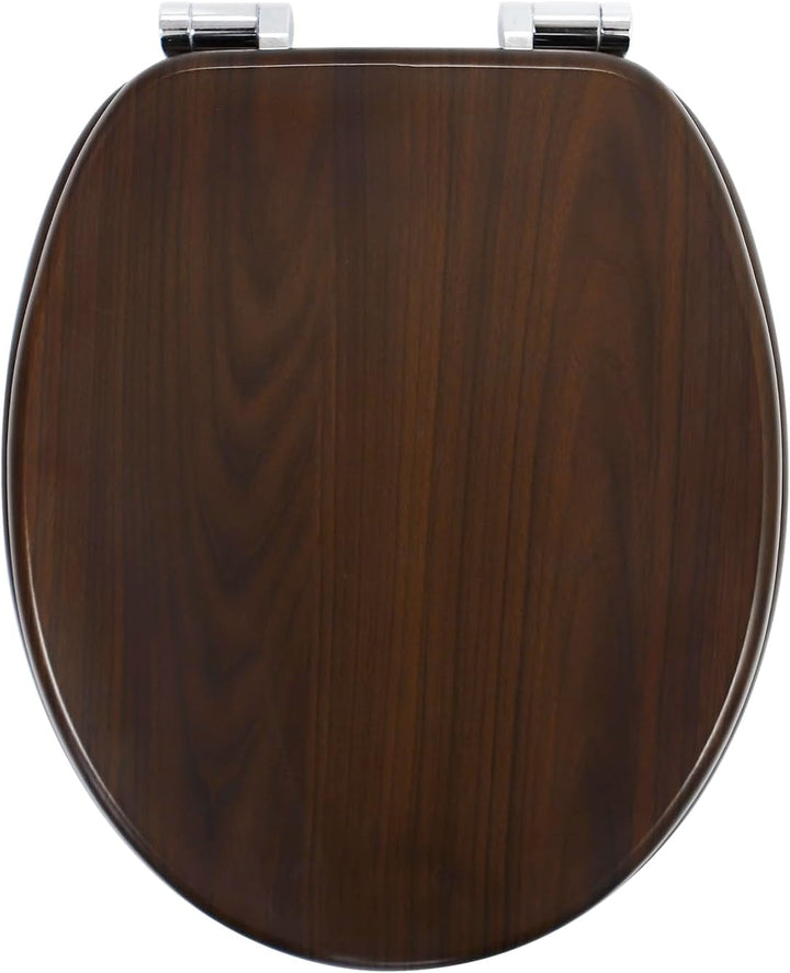 WC Sitz mit Absenkautomatik, hochwertiger Toilettendeckel aus MDF Holz, Einfache Montage Stabiler Kl