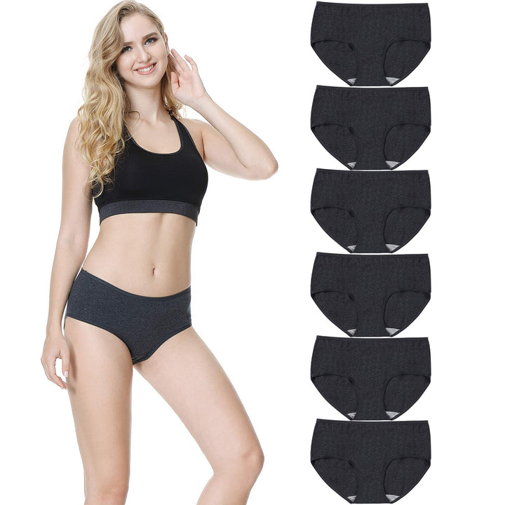 Unterhosen Damen Unterwäsche 6er Pack Baumwolle Slips Mittel Taille Panties XS 6*grau, XS 6*grau