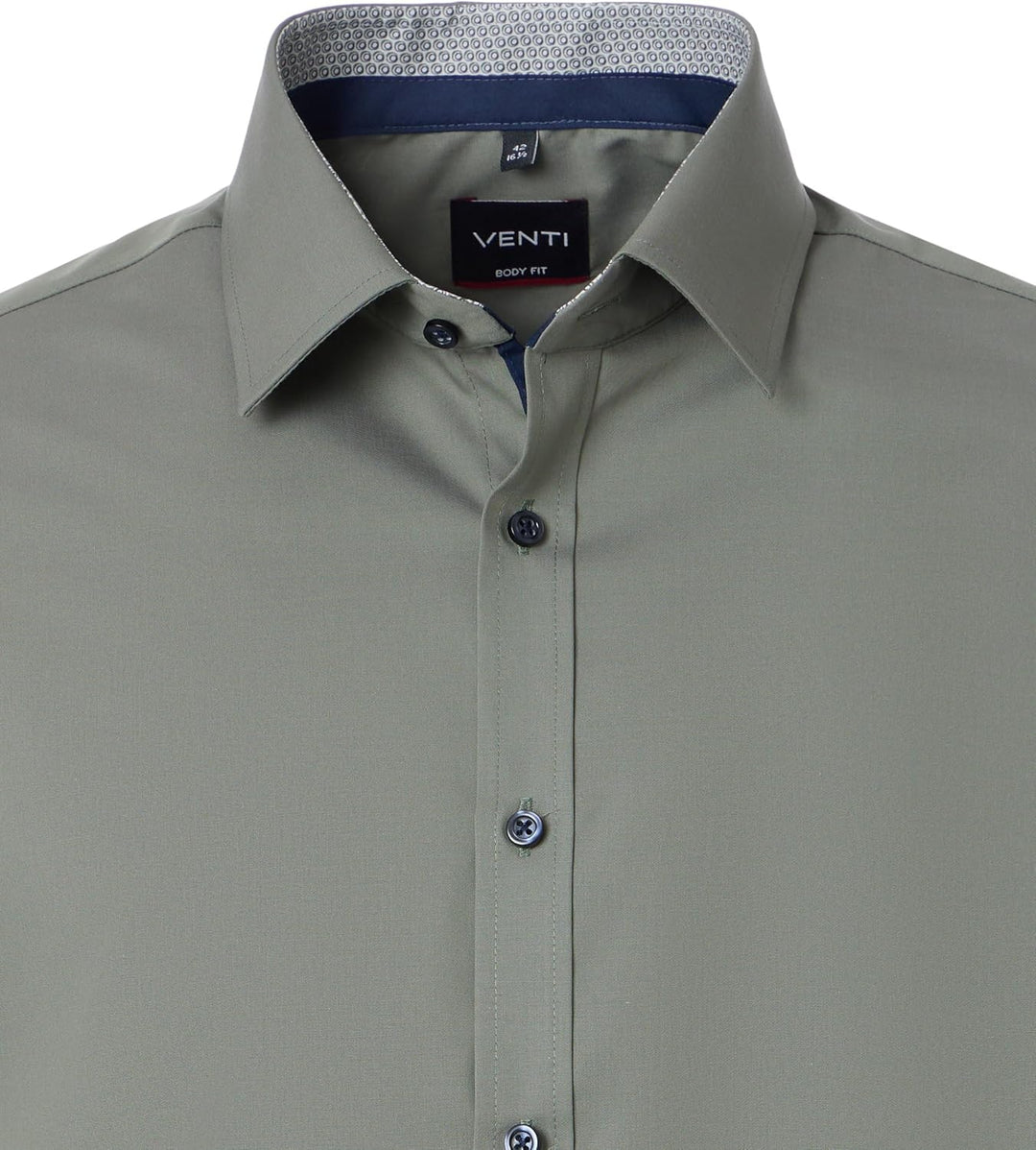 Venti - Body Fit - Herren Langarm Hemd (134024500), Grösse:42, Farbe:Grün (300)