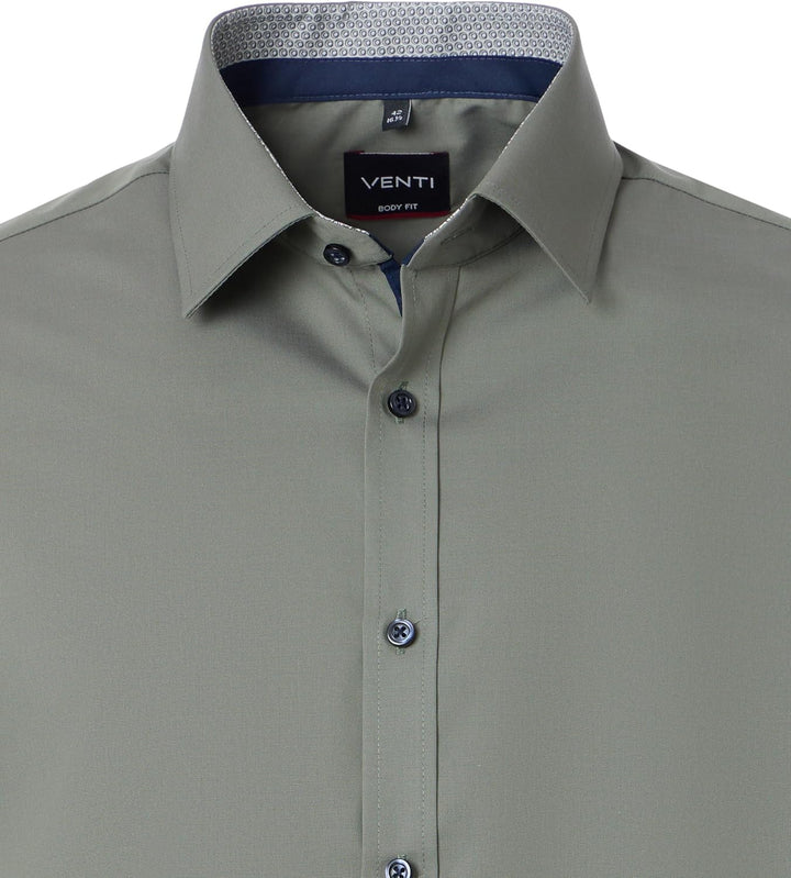 Venti - Body Fit - Herren Langarm Hemd (134024500), Grösse:42, Farbe:Grün (300)