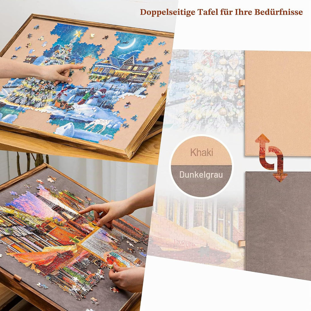 Becko US 1000 Piece Jigsaw Puzzle Board with Clear Cover, Jigsaw Puzzle Table Double Sided Board wit