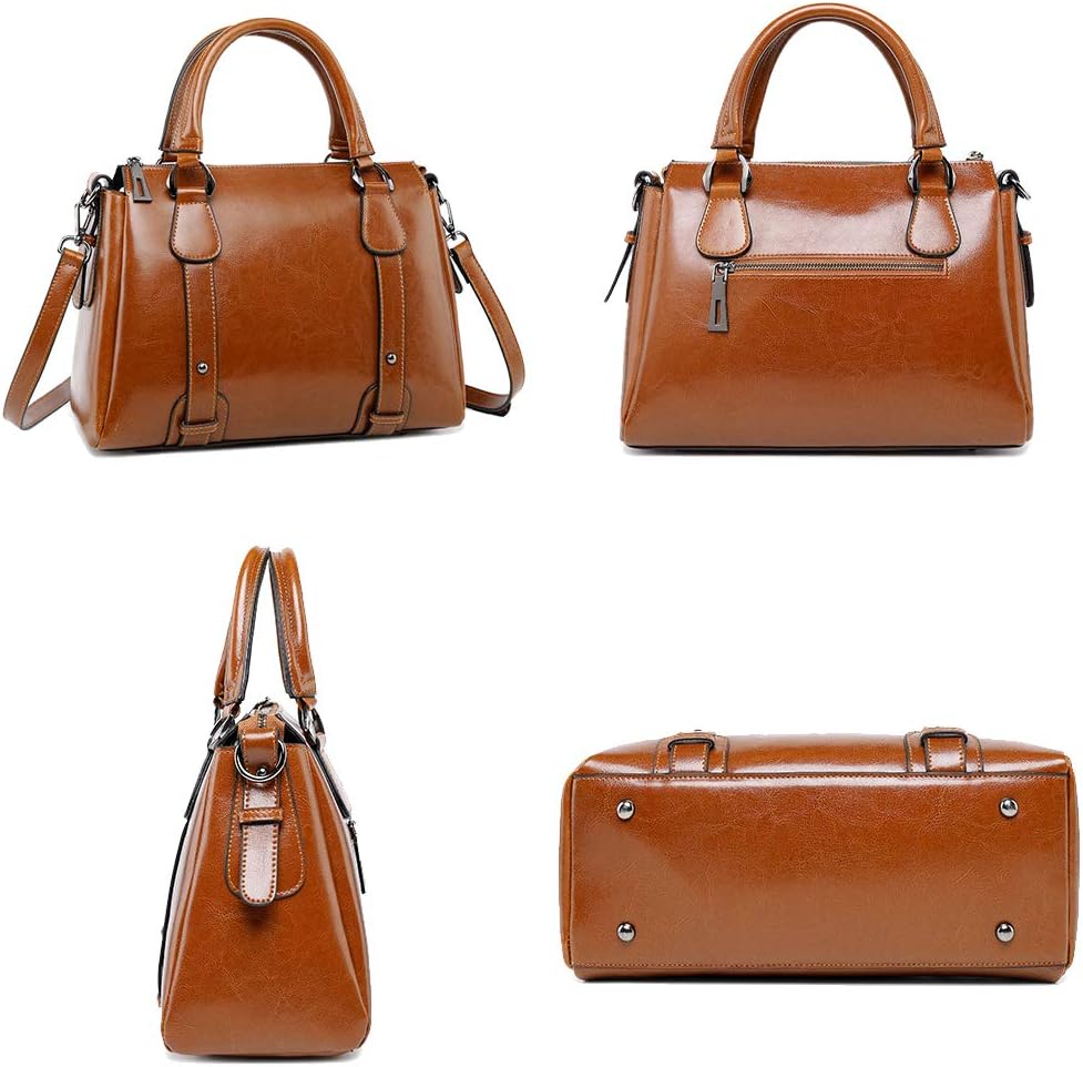Coolives Damen Tasche aus Leder Handtasche Henkeltasche Umhängetasche Schultertasche Braun EINWEG, B