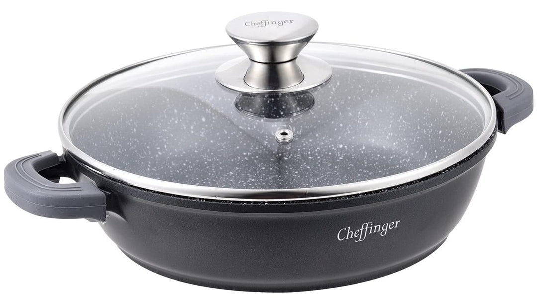 Cheffinger Kochtopf »Servierpfanne Schmorpfanne Kochtopf Ø28cm«, Aluminiumguss, (Packung, 2-tlg., Ko