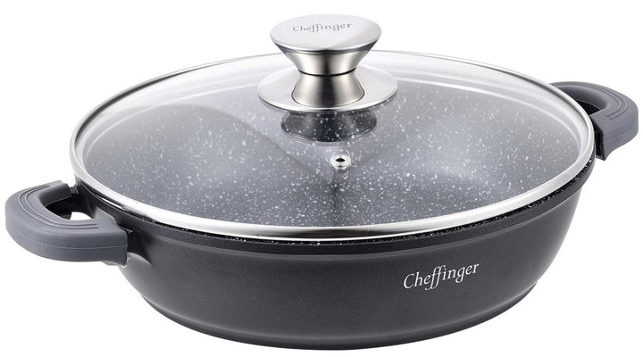 Cheffinger Kochtopf »Servierpfanne Schmorpfanne Kochtopf Ø28cm«, Aluminiumguss, (Packung, 2-tlg., Ko