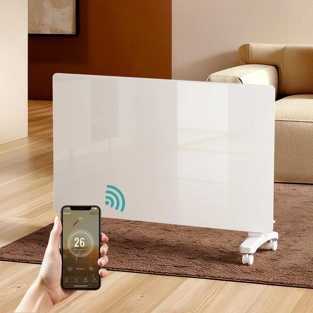 EMKE Smart Elektroheizung 2000W, Glaskonvektor-Heizung Elektrisch mit WLAN & App-Steuerung, Elektroh