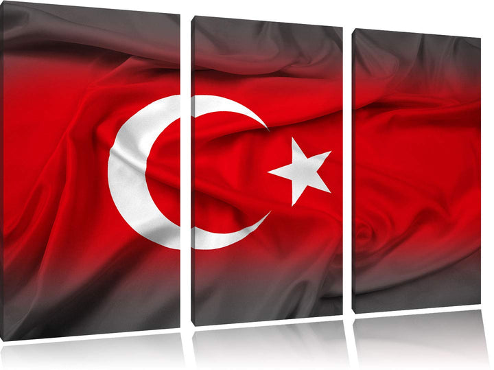 Pixxprint Flagge der Türkei als Leinwandbild | Grösse: 3 Teilig (120x80) | Wandbild| Kunstdruck | fe