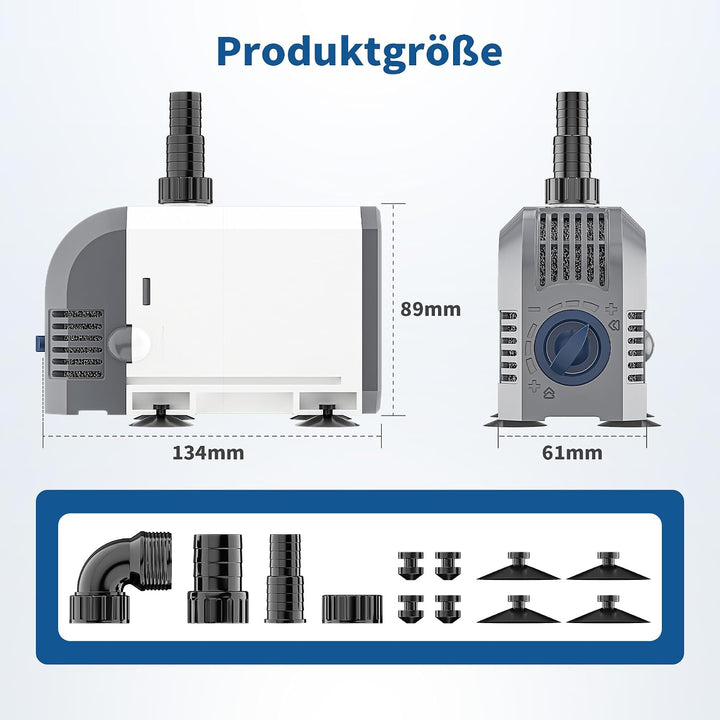 Tauchpumpe Aquarium Pumpe 2000L/h 35W, Leise Wasserpumpe für Aquarium, Teich, Hydroponik, mit Durchf