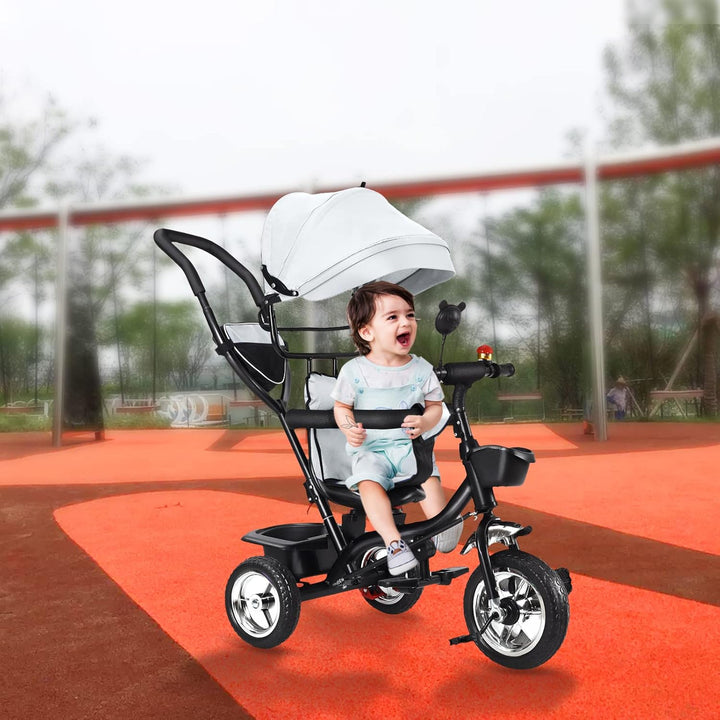 Dreirad 4 in 1 Aveo, Kinderdreirad, Jogger mit Zubehör, Klappbar, Dachfenster, Lenker, Unplattbar-Rä