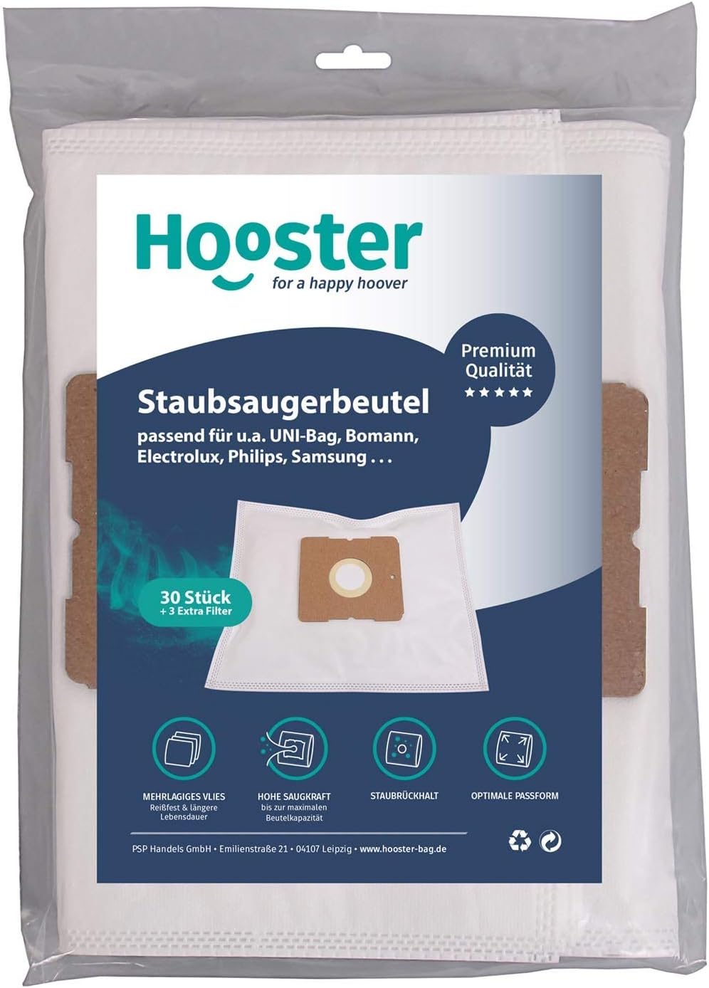 Hooster 30 Stück Staubsaugerbeutel passend für Swirl Y 101 / Y101 / Y-101 / Y.101 / mit Zusatzfilter