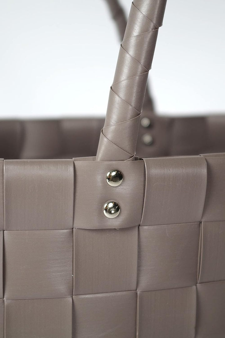 Kobolo Tasche Einkaufskorb geflochten Kunststoff Shopper - GREY XXL - 36x22x28 cm