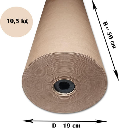Kraftpapier 70g/m² Packpapier 50 cm x 300 m auf Rolle | braunes Papier | Geschenkpapier | Verpackung