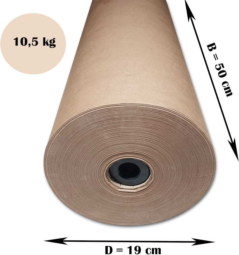 Kraftpapier 70g/m² Packpapier 50 cm x 300 m auf Rolle | braunes Papier | Geschenkpapier | Verpackung
