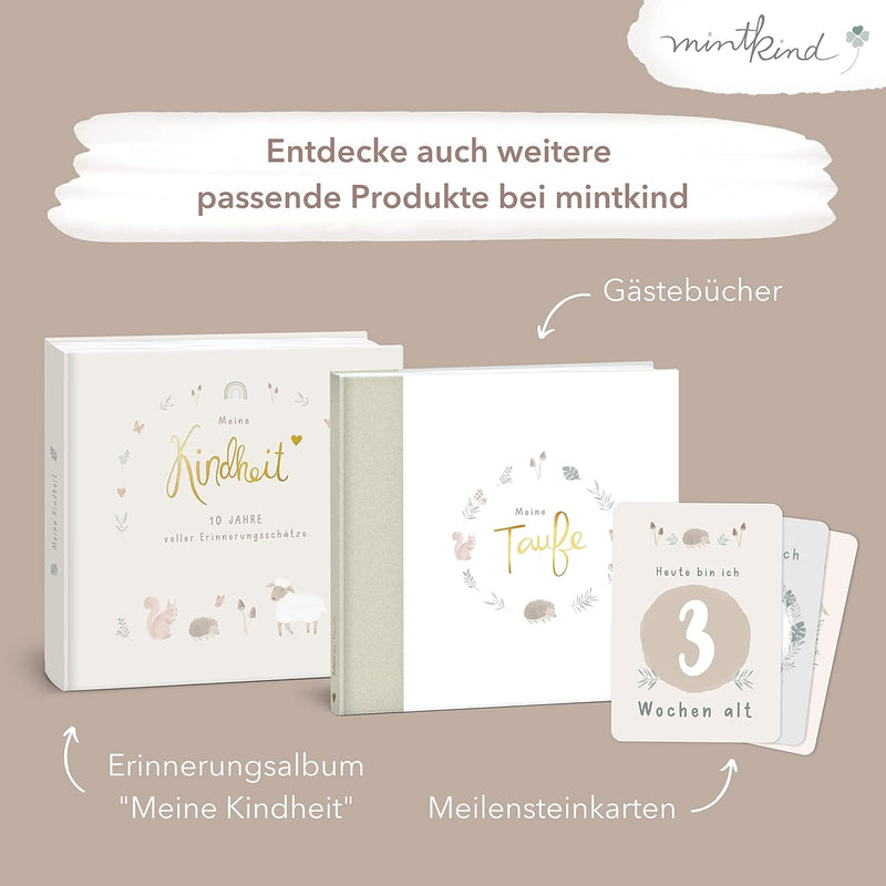 mintkind® Babyalbum "Dein erstes Lebensjahr" A5 Natur + Sticket Set | Baby Fotoalbum zum Selbstgesta