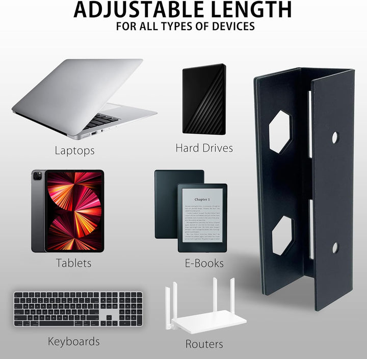 MyGadget Metall Laptop Halterung unter Schreibtisch - [ bis max. 30 mm Dicke ] - mit Silikon Kratzsc