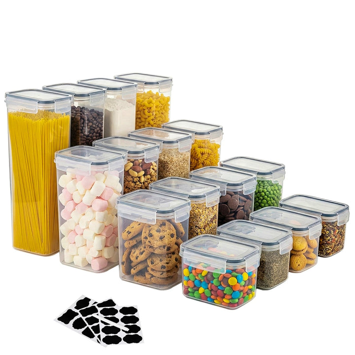 2.8L/30CM Küchen Vorratsdosen mit Deckel Luftdicht Gross 16er Set BPA Frei, aufbewahrungsbox mit dec