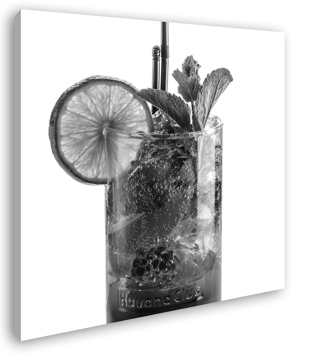 deyoli Cocktail Mojito Format: 70x70 Effekt: Schwarz&Weiss als Leinwandbild, Motiv fertig gerahmt au
