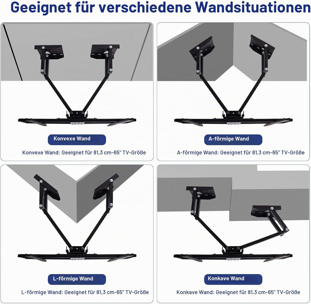 TV Wandhalterung Eckmontage, Schwenkbar Neigbar für LED LCD Plasma Fernseher von 32" - 65" Max 45Kg