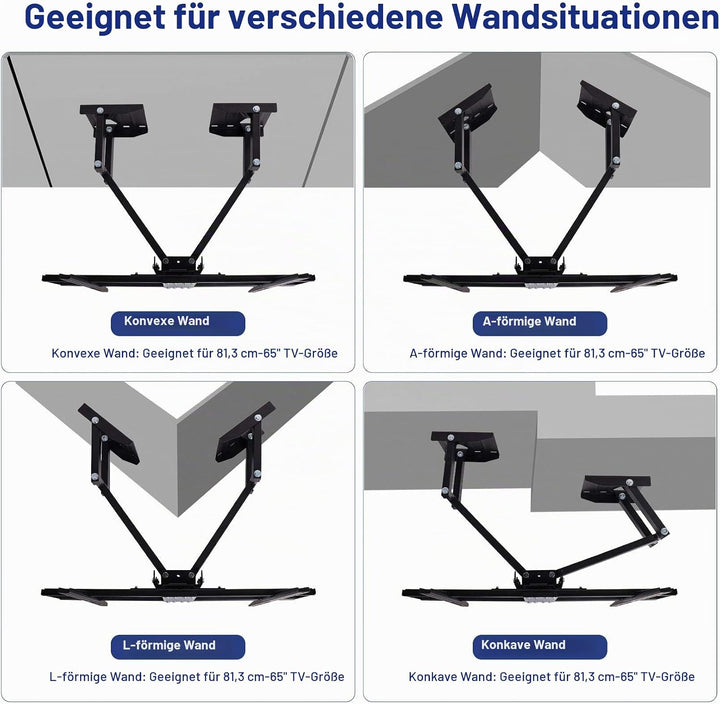 TV Wandhalterung Eckmontage, Schwenkbar Neigbar für LED LCD Plasma Fernseher von 32" - 65" Max 45Kg