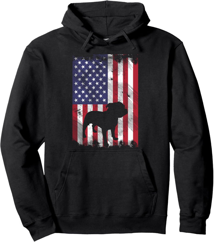 American Flag Pitbull Vintage Patriot Pittie Dog Lover Gift Pullover Hoodie