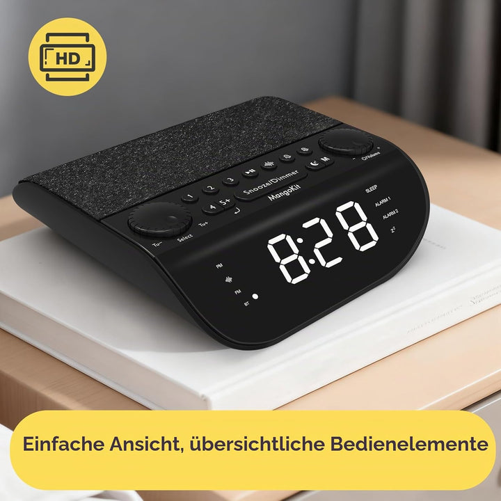 Up-Max Radiowecker mit Bluetooth und UKW-Radio–Extra lauter 90dB Wecker für Tiefschläfer, Dual-Alarm