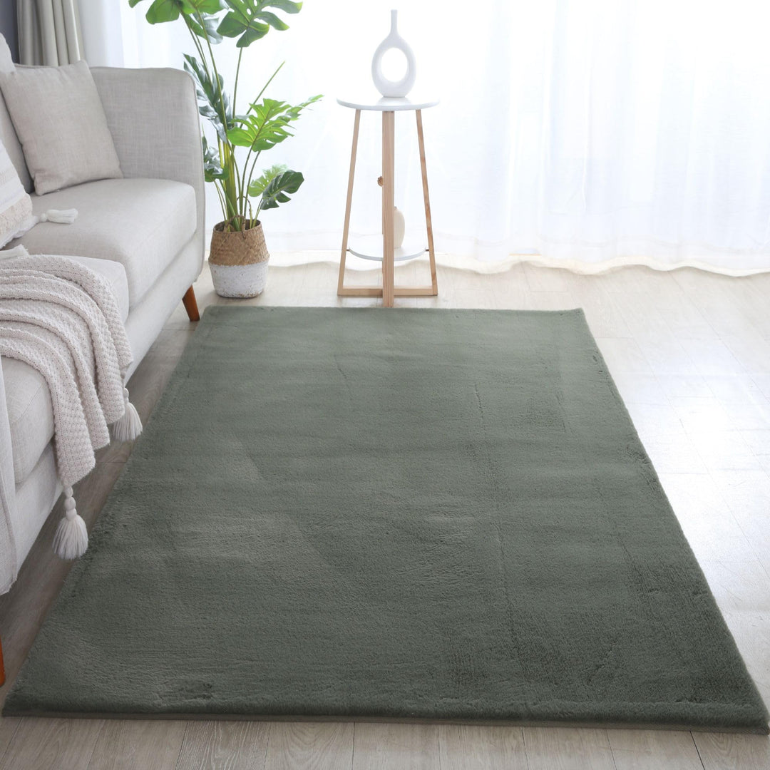 Carpetsale24 Teppich Wohnzimmer Einfarbig Modern Design 160 x 230 cm Grün - Hochflor Teppich Schlafz
