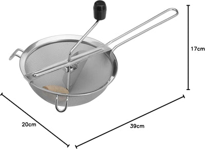 Westmark Passiersieb, Durchmesser: 20 cm, Rostfreier Edelstahl/Holz, Freches Früchtchen, Silber/Schw