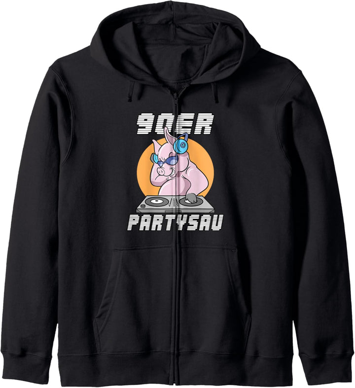 90er Jahre Partysau Mottoparty Outfit Retro Kapuzenjacke