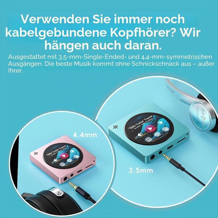 FIIO DISC Tragbarer HiFi-Musik-Player, Dual-DAC-Digital-Audio-Player mit 3,5-mm- und 4,4-mm-Ausgänge