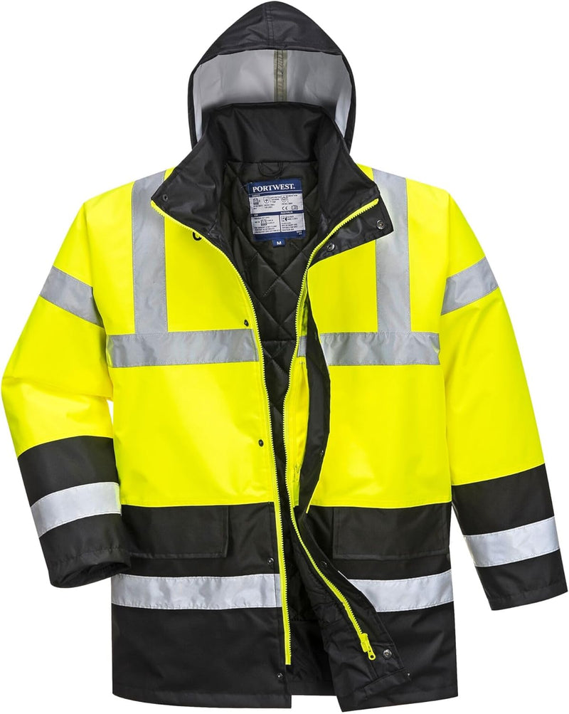 Portwest Warnschutz Kontrast Traffic-Jacke, Grösse: XL, Farbe: Gelb/Schwarz, S466YBRXL YeBk XL, YeBk