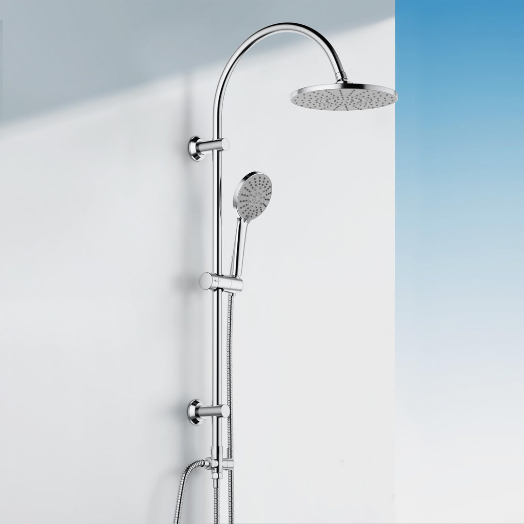 Florenta Regendusche Duschsystem ohne Armatur, Duschset mit Edelstahl-Duschstange, Kopfbrause und Ha