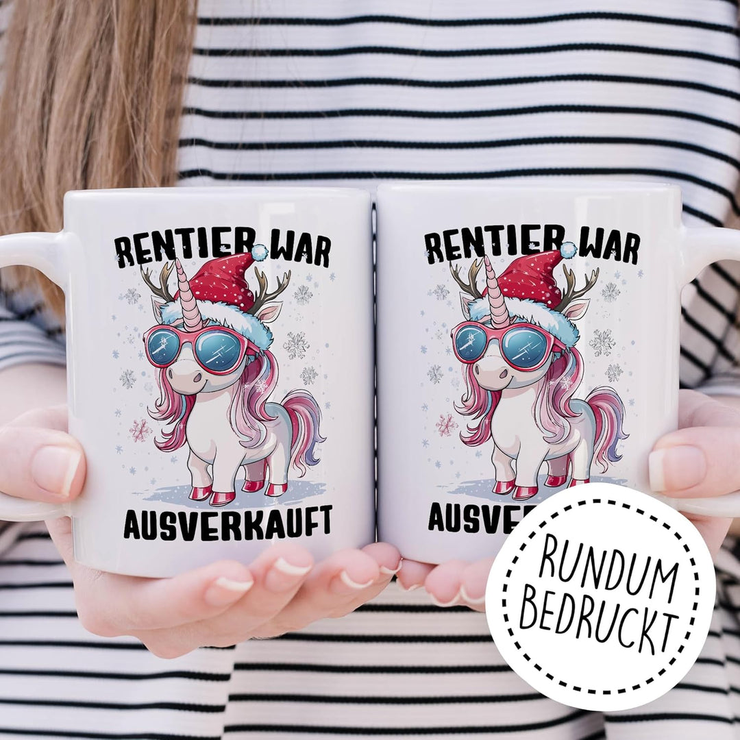 Tasse Weihnachten Geschenk Rentier war ausverkauft, Kaffeetasse Weihnacht Nikolaus Witz Humor Gesche