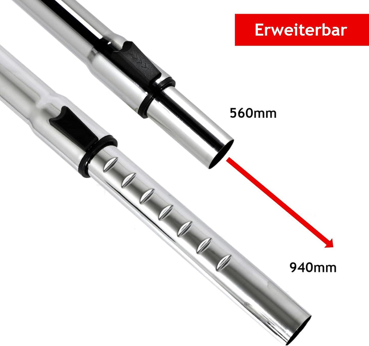 SPARES2GO Universal Teleskopstange & Werkzeugset für alle Staubsauger mit 32mm Durchmesser Schlaucha