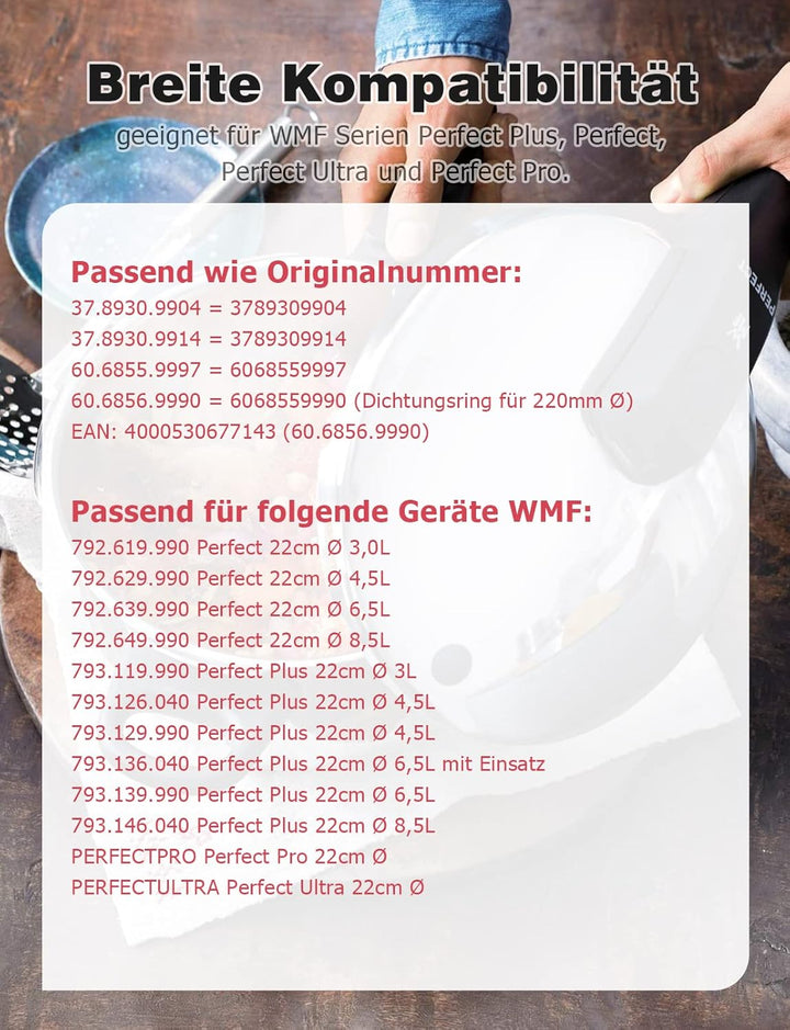 Mellbree 22cm Dichtungsring für WMF, 2 Stück 6068559990 6068559997 Dichtungsring Schnellkochtopf Ers