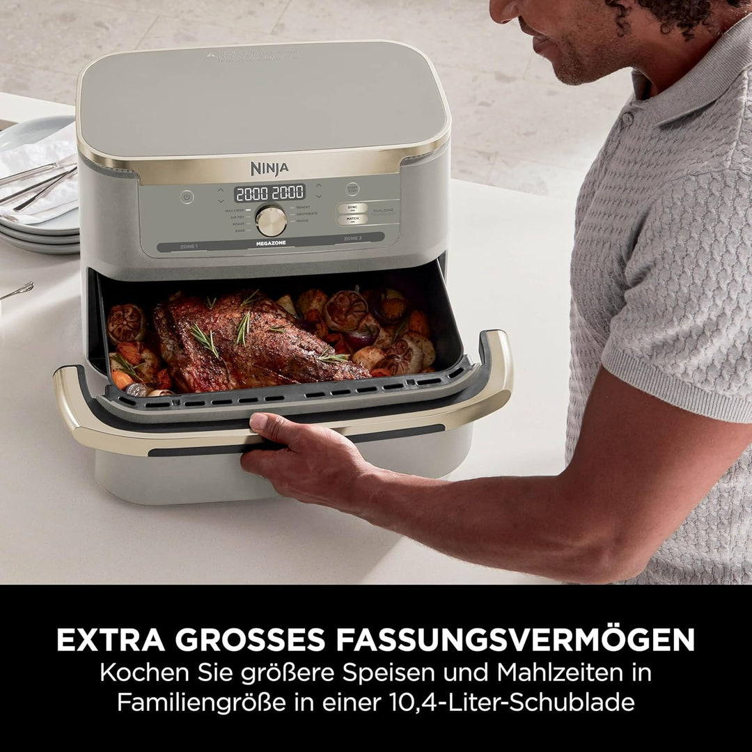 Ninja Foodi FlexDrawer Heissluftfritteuse, Dual Zone, verwandelt sich in MegaZone, 10,4 L, Dual Zone