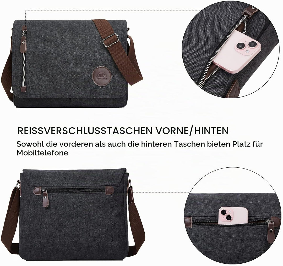 ZHIERNA Umhängetasche Herren für Herren und Damen, Canvas Messenger Bag, Vintage schultertasche für