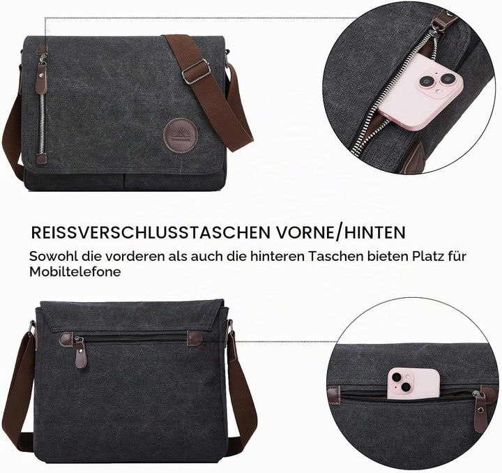 ZHIERNA Umhängetasche Herren für Herren und Damen, Canvas Messenger Bag, Vintage schultertasche für