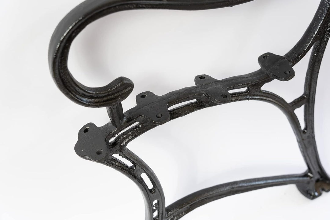 SEZAM Bankfüsse aus Gusseisen Schwarz x 2 Stück, mit Rückenlehne &amp; Armstütze - 51 x 36 x 75 cm, für