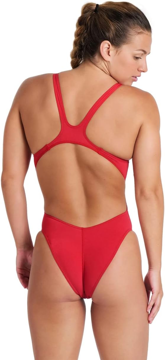 ARENA Damen Women's Team Swimsuit Swim Tech Solid Badeanzüge (1er Pack) 40 Red-white, 40 Red-white