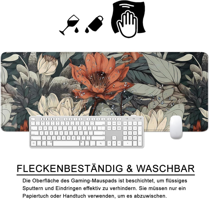 Schreibtischunterlage xl Mauspad Blumen 80x30 cm Gross Gaming Mousepad PC Professionelle Gamer Mausp