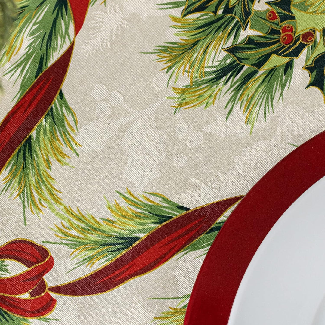 Benson Mills Tischdecke mit Weihnachtsbändern, Bedruckt, für Winter, Urlaub und Weihnachten (177,8 c