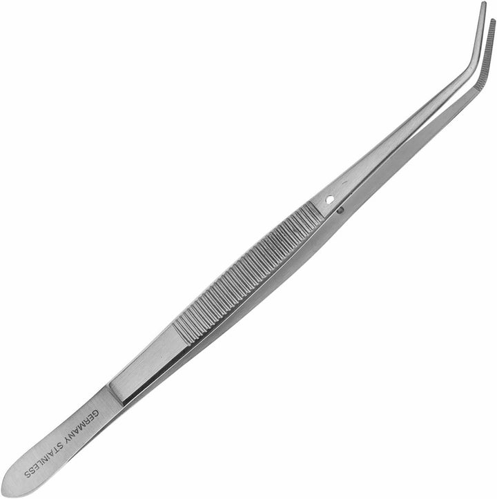 May - Set - 10 x Universal-Pinzette 15cm mit Fixierstift - Haushaltspinzette - abgewinkelt - feine S
