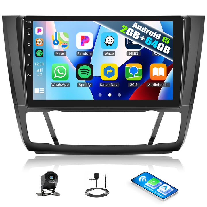 CAMECHO 2G+64G 4 Core Android 15 Autoradio für BMW 1 Serie E81 E82 E87 E88 mit Navi Carplay Android