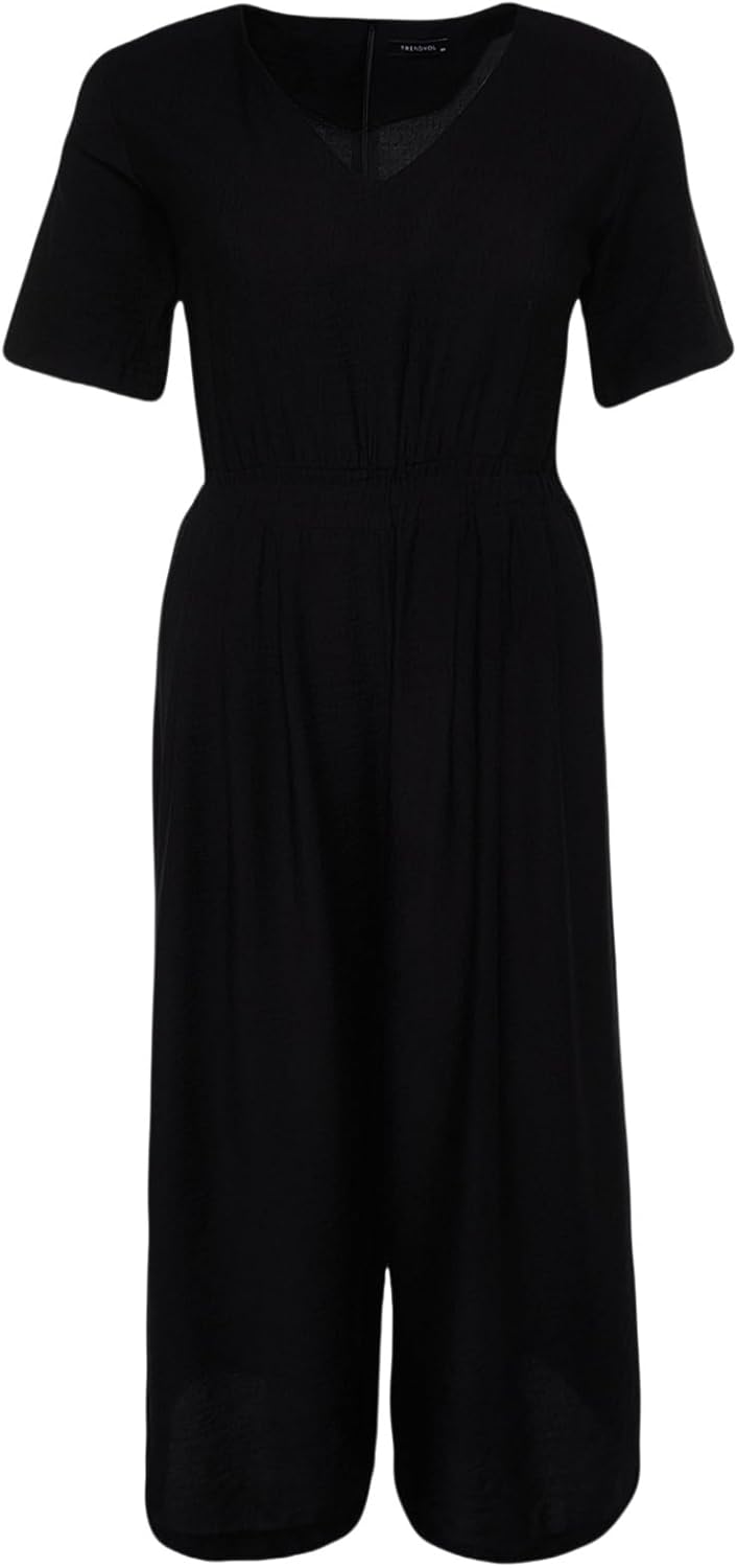 TRENDYOL Damen Women Plain Woven Plus Size Overall 44 Plus Schwarz, 44 Plus Schwarz