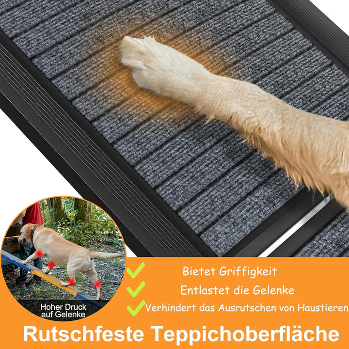 Hunderampe Klappbar Auto Hunderampe 157cm Hundetreppe Hundeautorampe mit Rutschfester Oberfläche & S