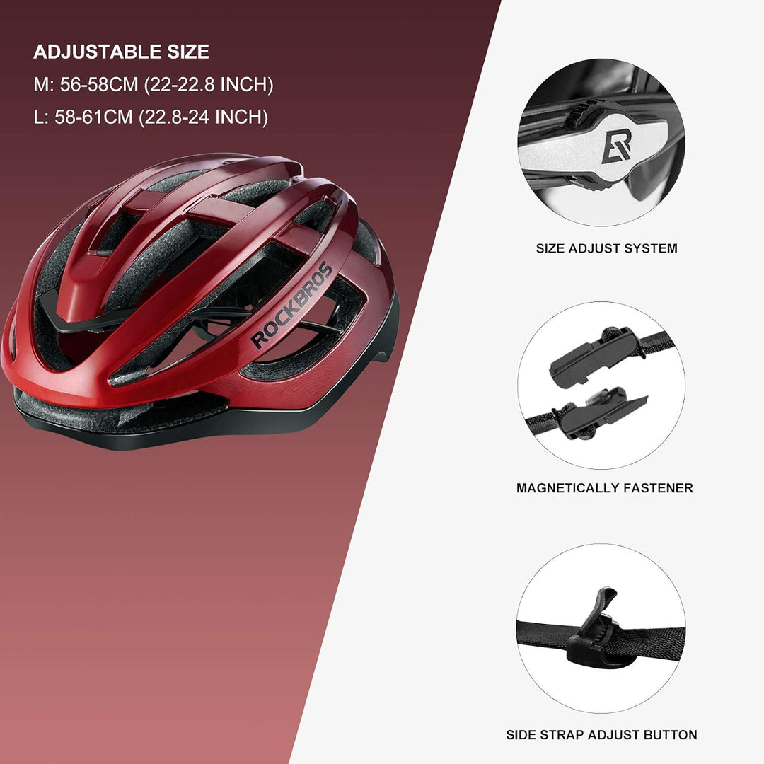 ROCKBROS Fahrradhelm Erwachsene MTB Rennradhelm Integrierter PC+EPS Magnetschnalle für Damen Herren