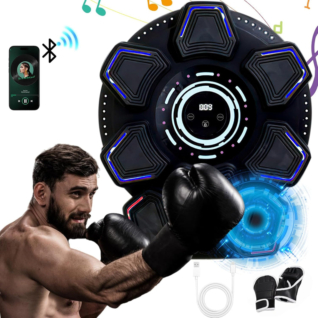 Music Boxing Machine für Erwachsene, Wandmontierte LED Licht Bluetooth Musikboxing Maschine Schwarz-